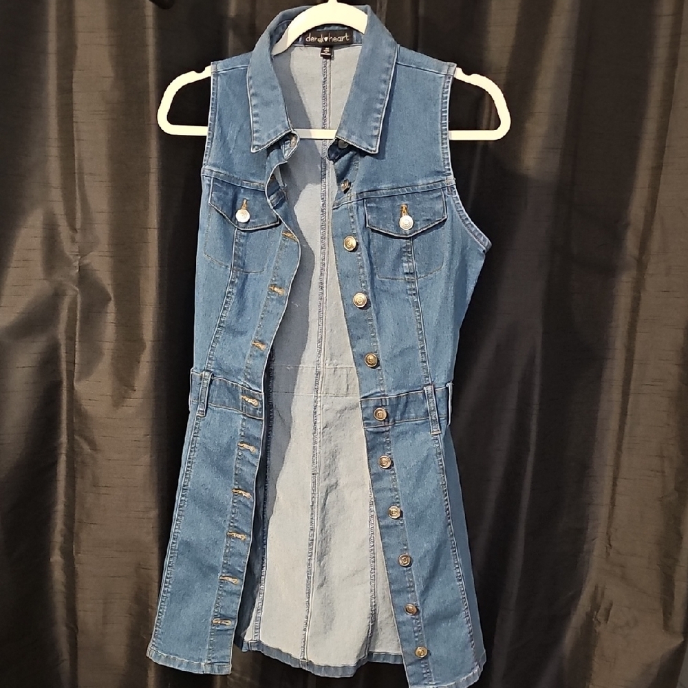 Denim Sleeveless Button-Down Dress - Picture 5 of 10